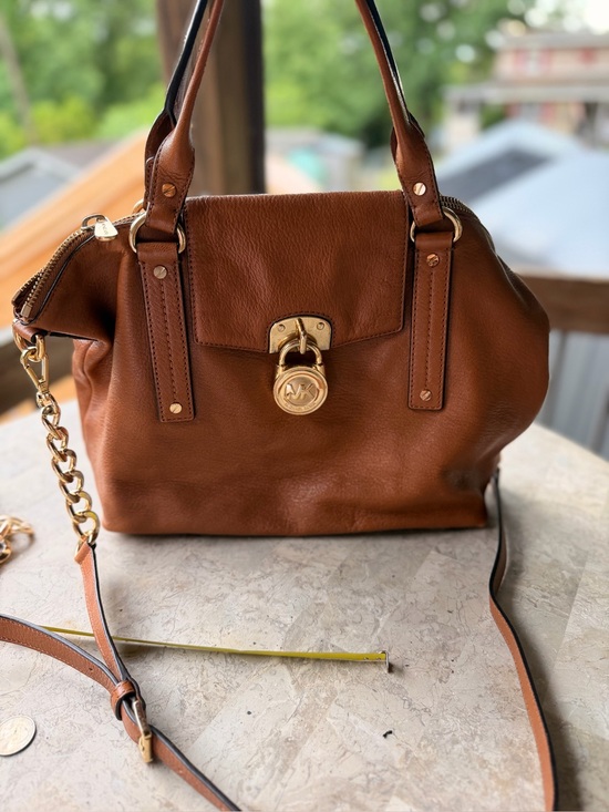 Michael Kors Handbags - Michael Kors Chestnut Brown Leather Satchel with Gold Tone Lock
